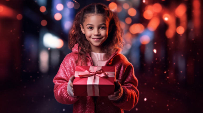Young Girl with Christmas Gift Box Young Girl with Christmas Gift Box
