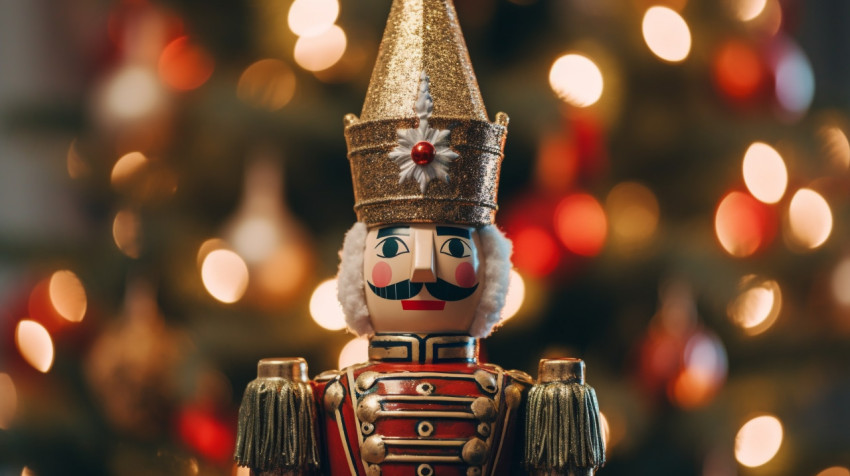 Christmas toy soldier in the light of a tree Christmas toy soldier in the light of a tree, christmas stock image ai, christmas stock photos ai