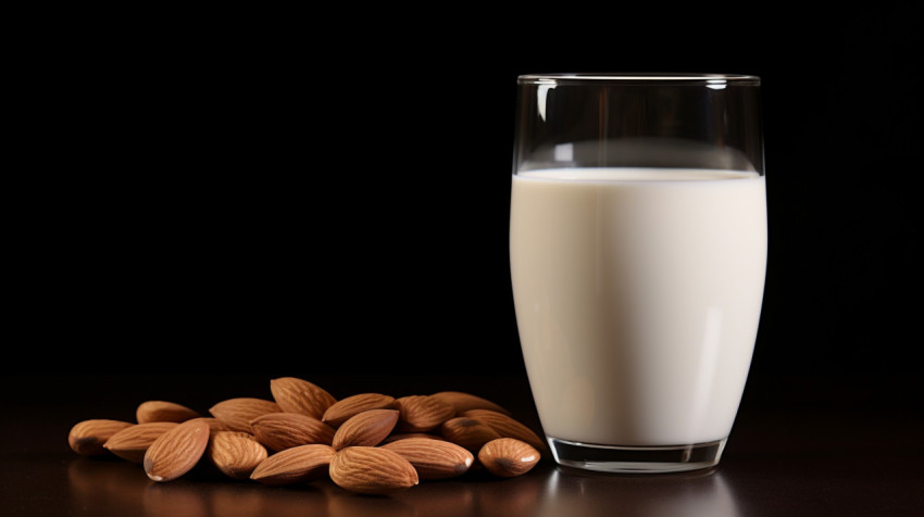 One glass of almond milk in white ware One glass of almond milk in white ware, almond image