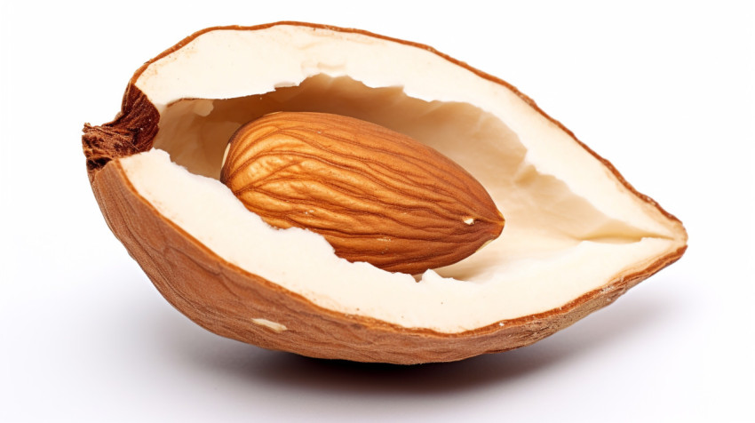 Single almond cracked open Single almond cracked open, almond image