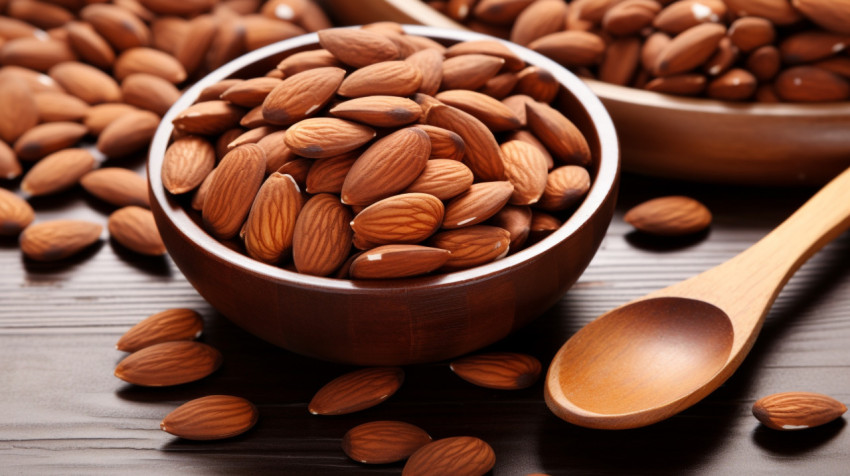 Delicious almonds, a healthy snack Delicious almonds, a healthy snack, almond image