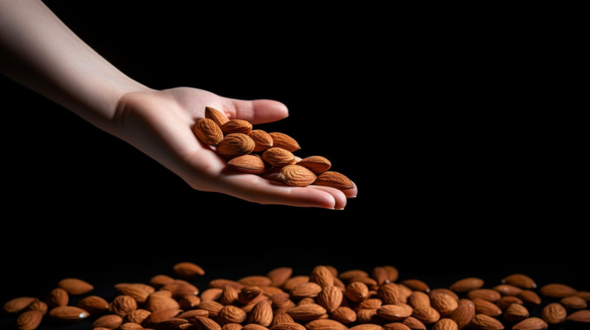 A shot of a handful of almonds A shot of a handful of almonds, almond image