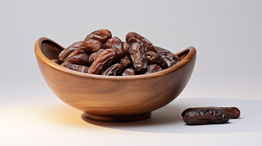 Brown Bowl of Dates on White Brown Bowl of Dates on White
