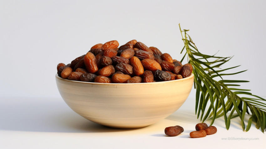 A bowl of dates on a white background A bowl of dates on a white background, sweet dates image