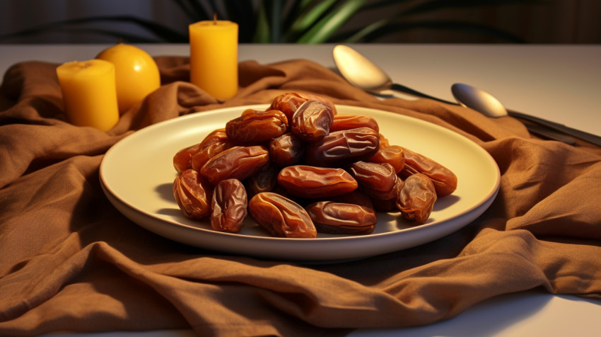 Dried dates on a white plate Dried dates on a white plate, sweet dates image