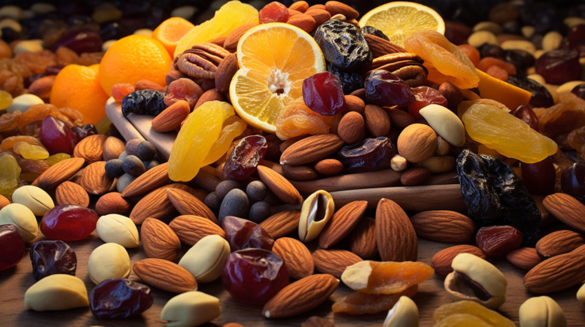 A delicious and nutritious snack A delicious and nutritious snack, dry fruits mix image