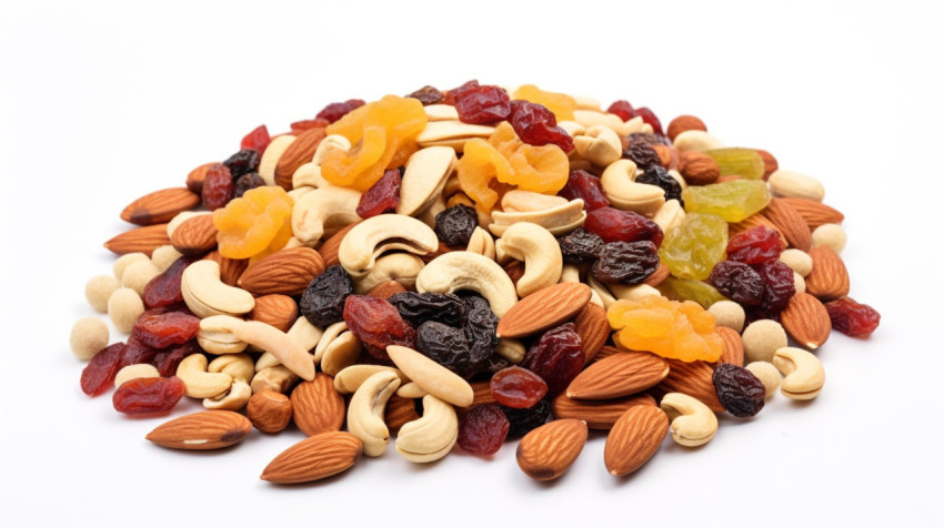 Dried nuts and mixed dry fruit on white background Dried nuts and mixed dry fruit on white background, dry fruits mix image