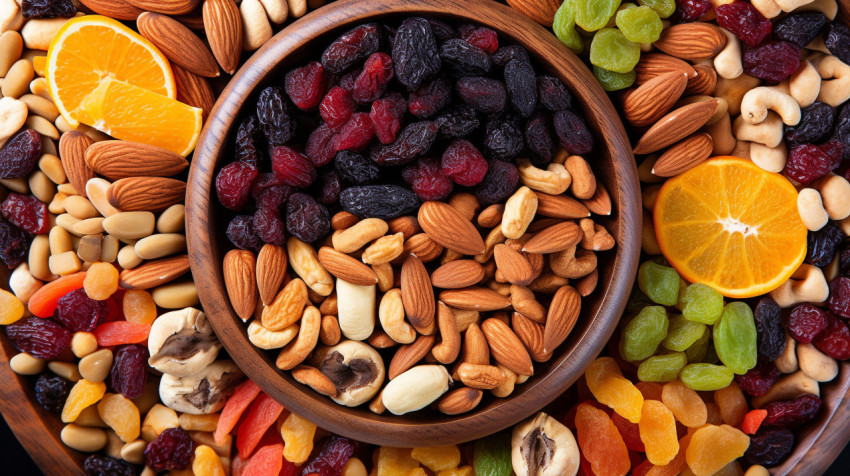 A variety of dried fruits A variety of dried fruits, dry fruits mix image