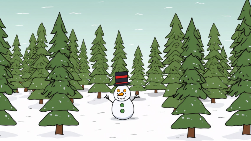 Snowy winter day with snowman Snowy winter day with snowman, christmas stock image ai, christmas stock photos ai