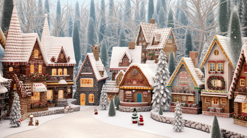 Gingerbread village in a snowstorm Gingerbread village in a snowstorm, christmas stock image ai, christmas stock photos ai