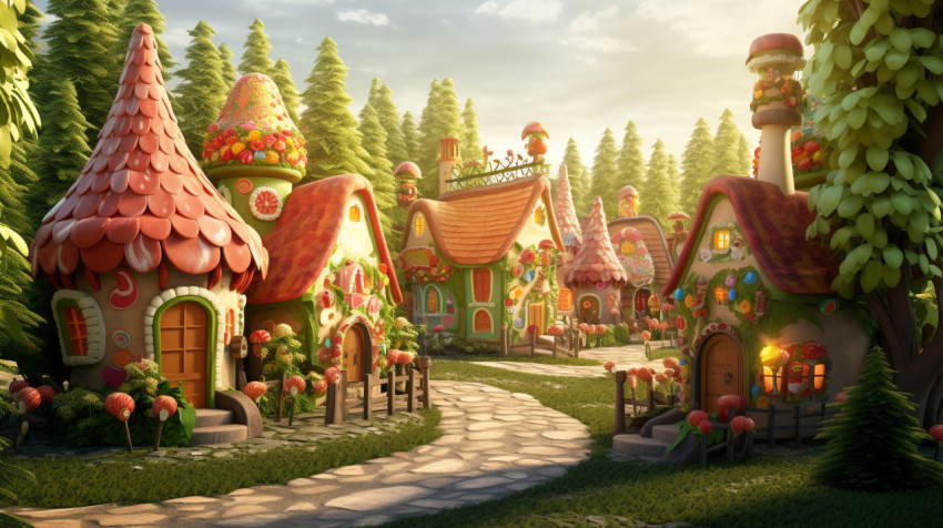 Charming gingerbread village in the woods Charming gingerbread village in the woods, christmas stock image ai, christmas stock photos ai