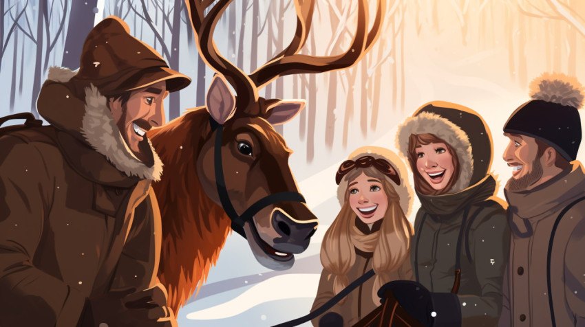 Family of four enjoys winter wonderland Family of four enjoys winter wonderland, christmas stock image ai, christmas stock photos ai