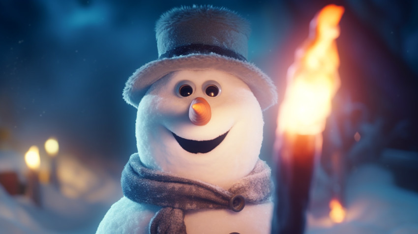 A close-up of a snowman A close-up of a snowman, christmas stock image ai, christmas stock photos ai
