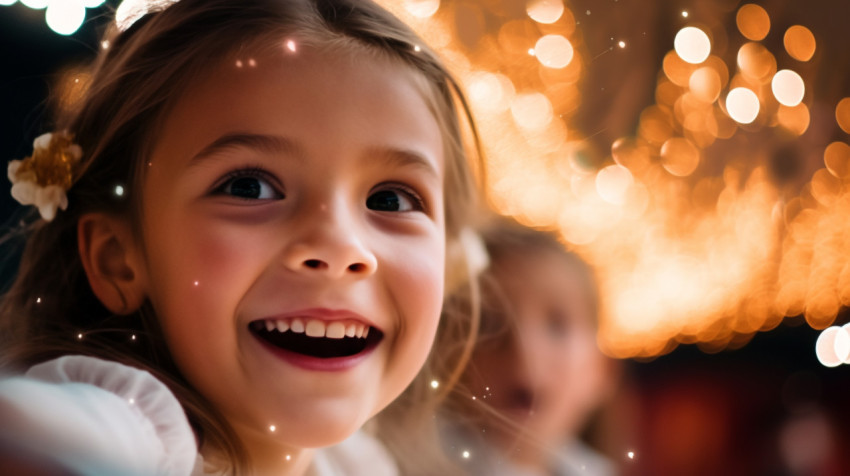 Girl with wide eyes in awe of nature Girl with wide eyes in awe of nature, christmas stock image ai, christmas stock photos ai