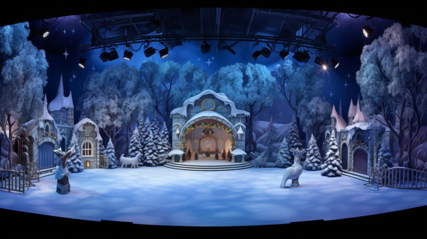 A panoramic view of the nutcracker ballet stage A panoramic view of the nutcracker ballet stage, christmas stock image ai, christmas stock photos ai