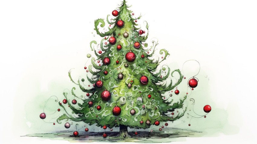 Cute hand-drawn christmas tree Cute hand-drawn christmas tree, christmas stock image ai, christmas stock photos ai