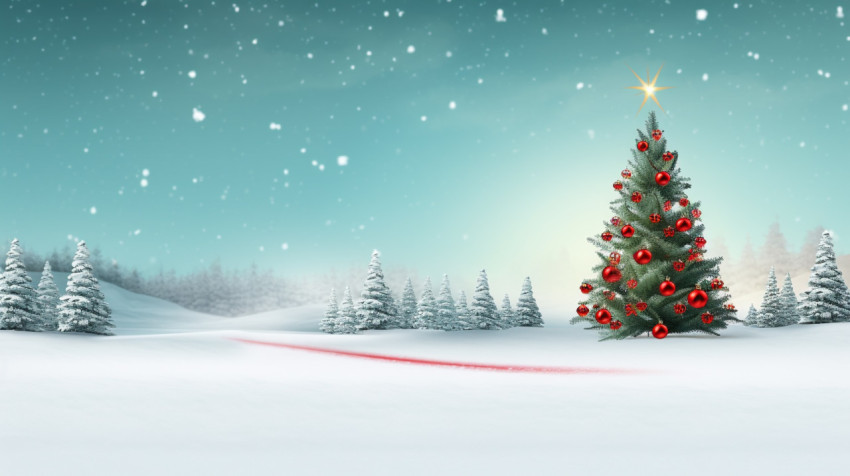 Christmas tree on ski slope in a snowy landscape Christmas tree on ski slope in a snowy landscape, christmas stock image ai, christmas stock photos ai