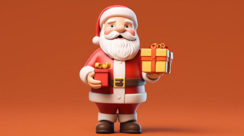 3d santa claus cartoon holding sign with present 3d santa claus cartoon holding sign with present, christmas stock image ai, christmas stock photos ai