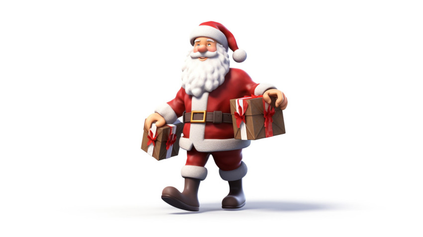 3d santa claus with gift sign 3d santa claus with gift sign, christmas stock image ai, christmas stock photos ai