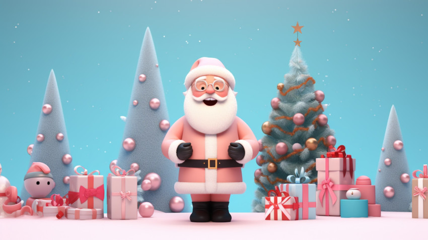 Santa claus in a winter wonderland with presents Santa claus in a winter wonderland with presents, christmas stock image ai, christmas stock photos ai