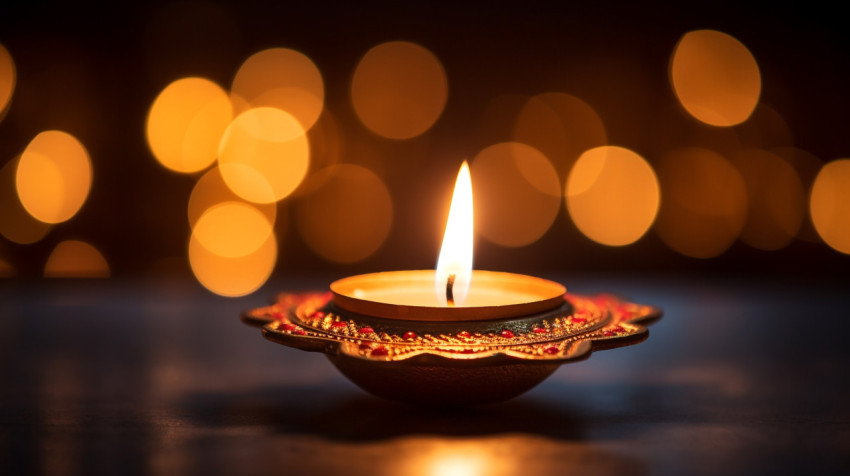 Shimmering diya light in the darkness Shimmering diya light in the darkness, diwali festival stock image, diwali festival ai prompt