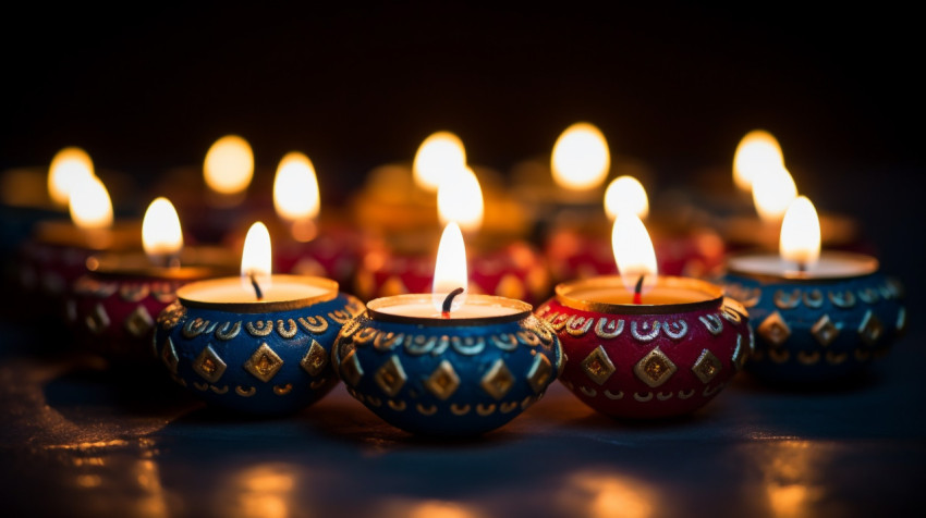 A group of diyas A group of diyas, diwali festival stock image, diwali festival ai prompt