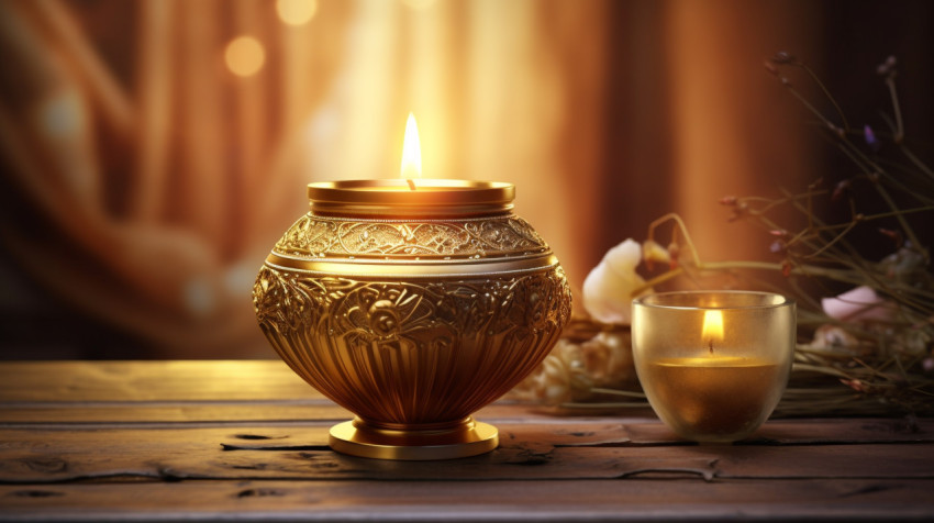 Luxurious gold candles for your home Luxurious gold candles for your home, diwali festival stock image, diwali festival ai prompt