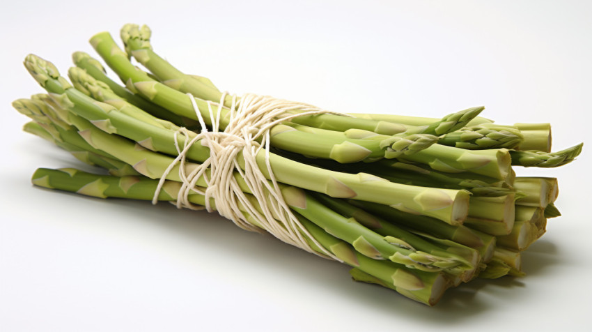 Asparagus bundled with white string Asparagus bundled with white string, asparagus image