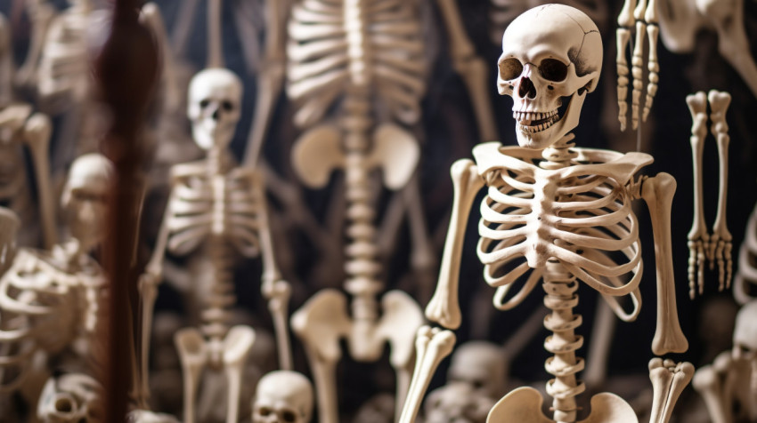 a skeleton standing next to spider webs a skeleton standing next to spider webs