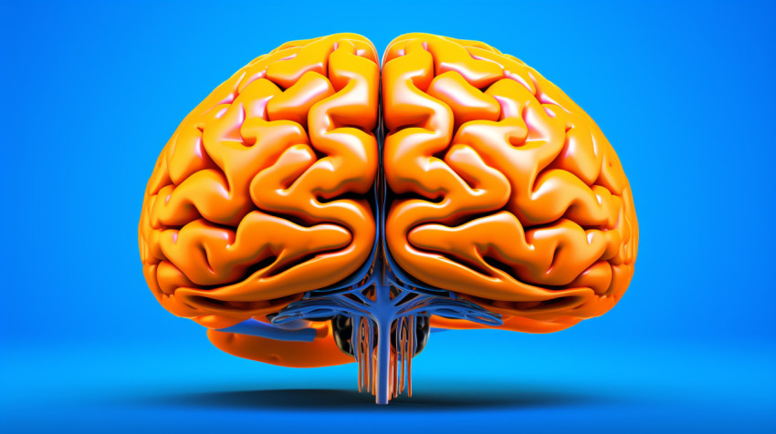 The brain of a human in a blue background The brain of a human in a blue background, human brain image