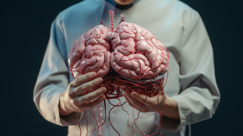 Medical doctor is holding a computer image of the brain Medical doctor is holding a computer image of the brain, human brain image