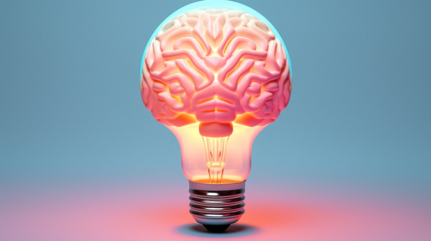 3d rendering of brain inside a light bulb 3d rendering of brain inside a light bulb, human brain image