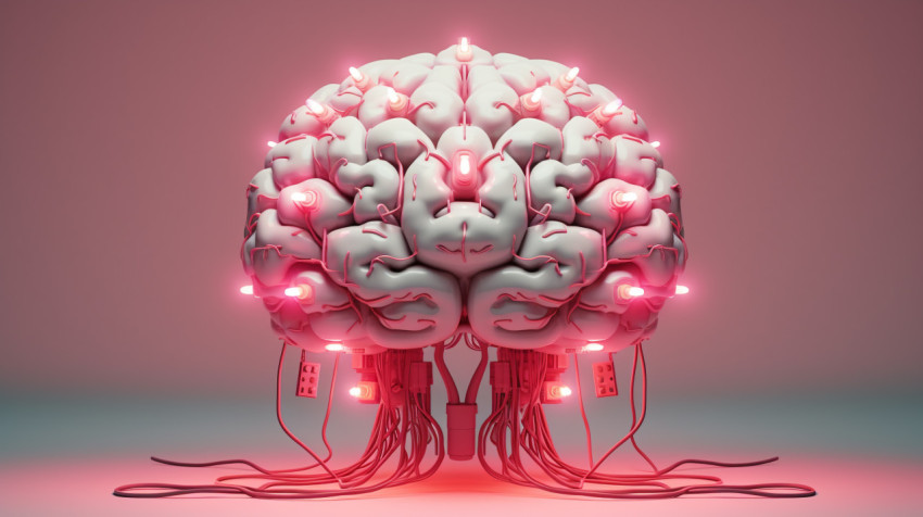 Pink brain filled with electric lights Pink brain filled with electric lights, human brain image
