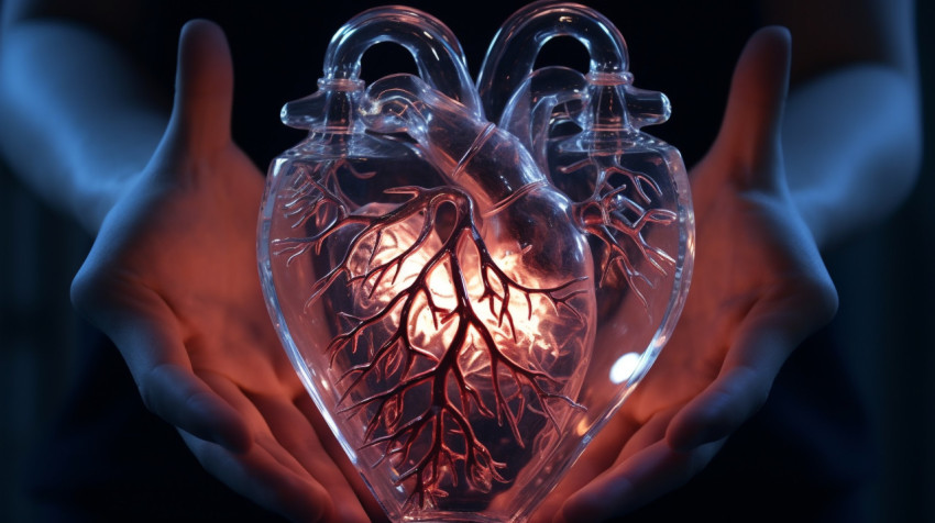 A close-up of a glass human heart A close-up of a glass human heart, human heart image