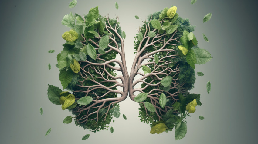 Living lungs with leaves and green leaves 3d illustration Living lungs with leaves and green leaves 3d illustration, human lungs image