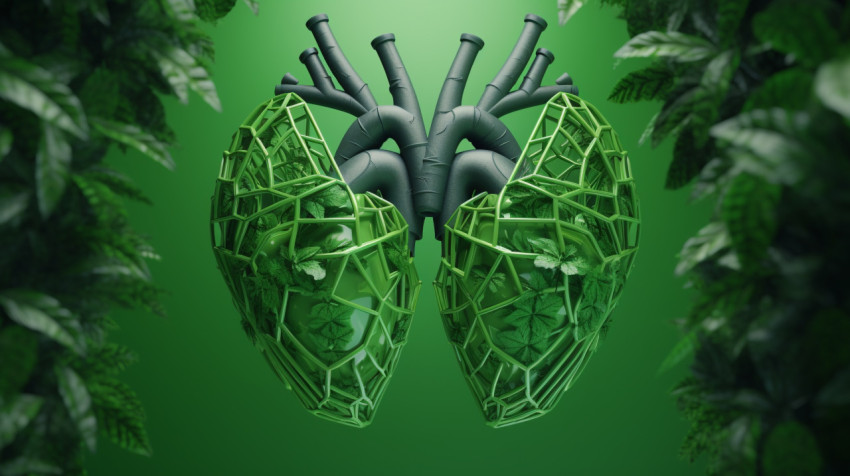 3d green lungs on green background 3d green lungs on green background, human lungs image