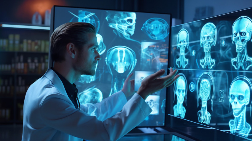 Young doctor analyzing medical image Young doctor analyzing medical image, medical images stock