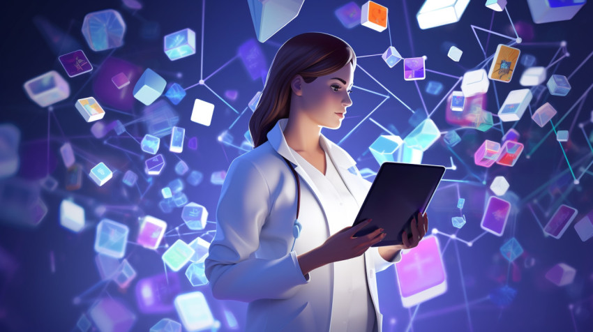 Nurse using tablet to provide patient care Nurse using tablet to provide patient care, medical images stock