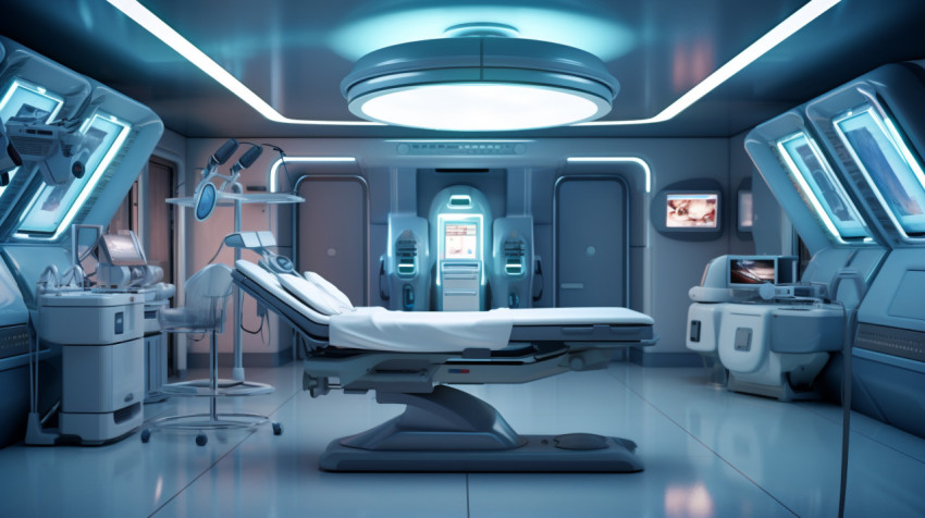 A medical room with blue ceiling lights A medical room with blue ceiling lights, medical images stock