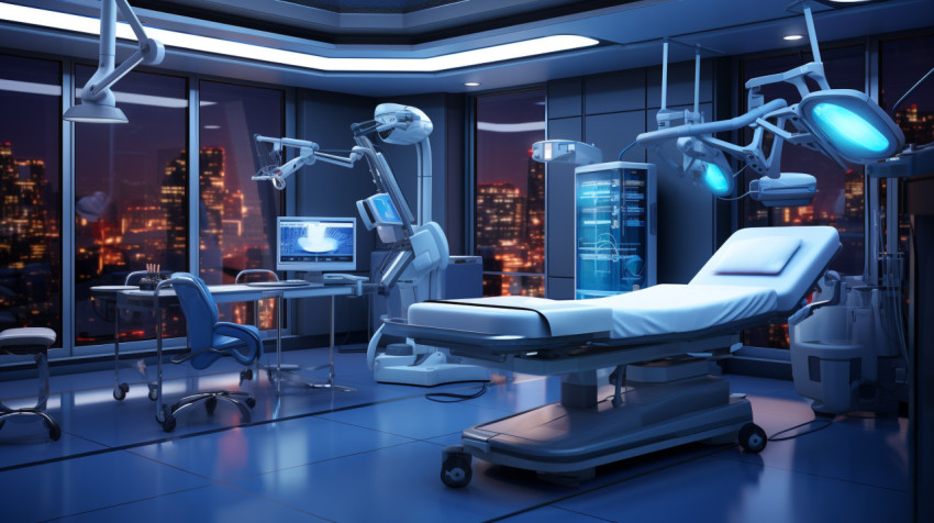 A hospital with an operating table and some equipment A hospital with an operating table and some equipment, medical images stock