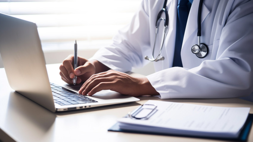 Healthcare worker recording notes Healthcare worker recording notes, medical images stock