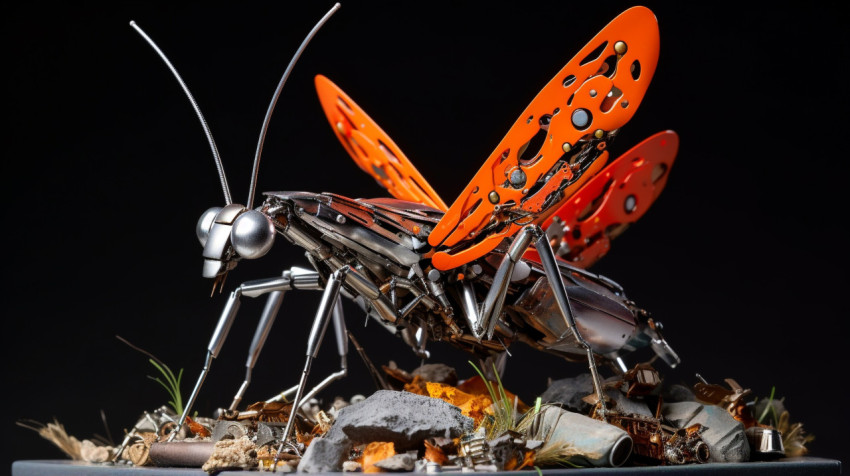 Metal and wood praying mantis sculpture Metal and wood praying mantis sculpture, found object art ideas