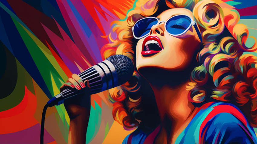 Jazz singer in color by caroline lynch Jazz singer in color by caroline lynch, funk art style