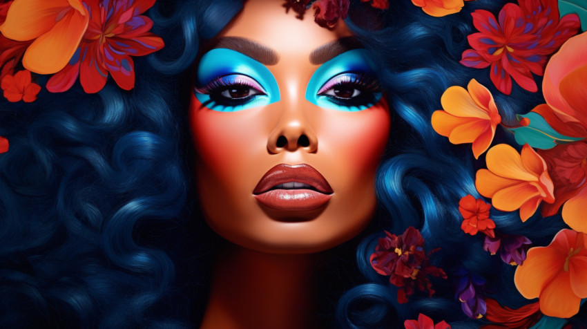 a beautiful black woman with colorful hair