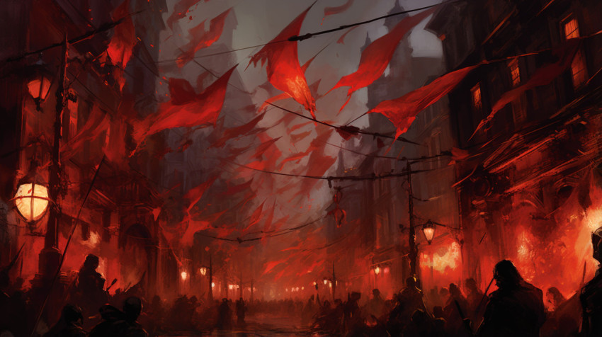 Red flags fluttering in the wind
