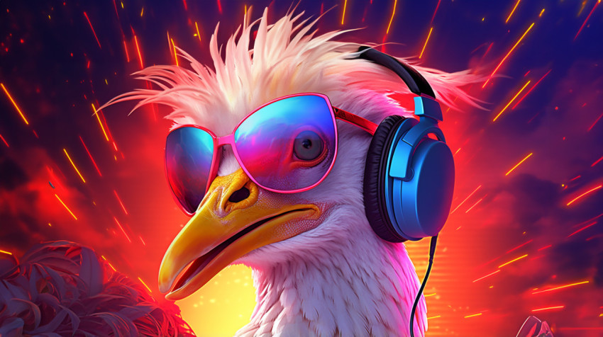 Goose in Headphones and Glasses Goose in Headphones and Glasses