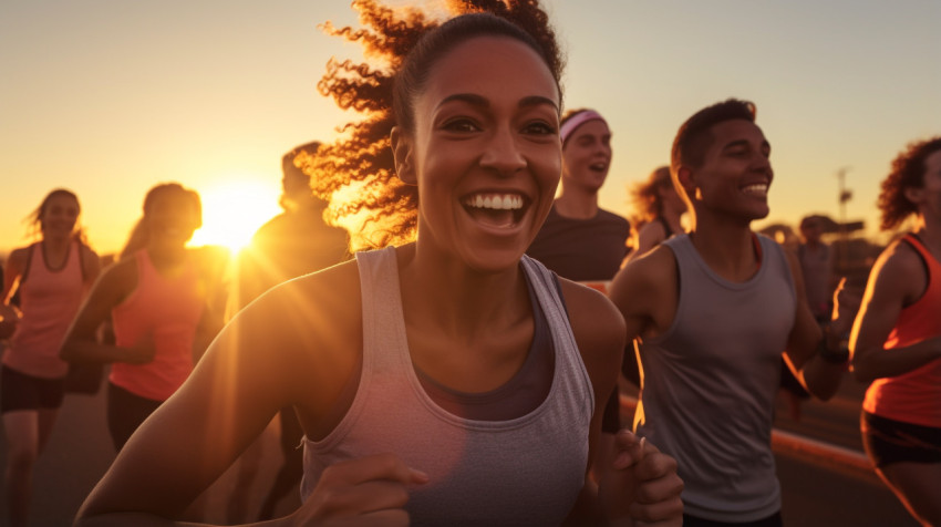 a group of people running a 5k race