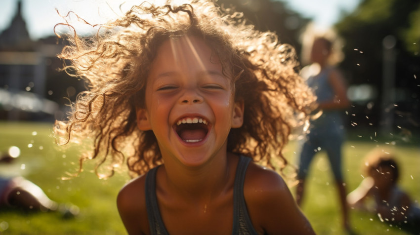 Joyful Child Playing in Park