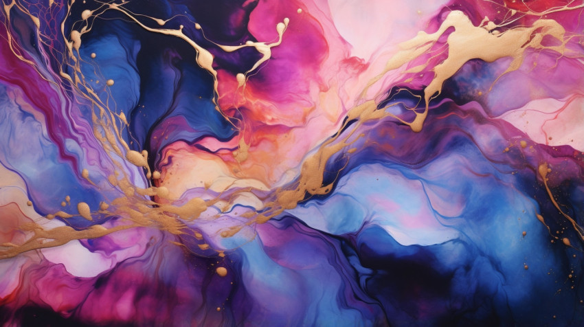 Vibrant Abstract Painting with Metallic Elements Vibrant Abstract Painting with Metallic Elements