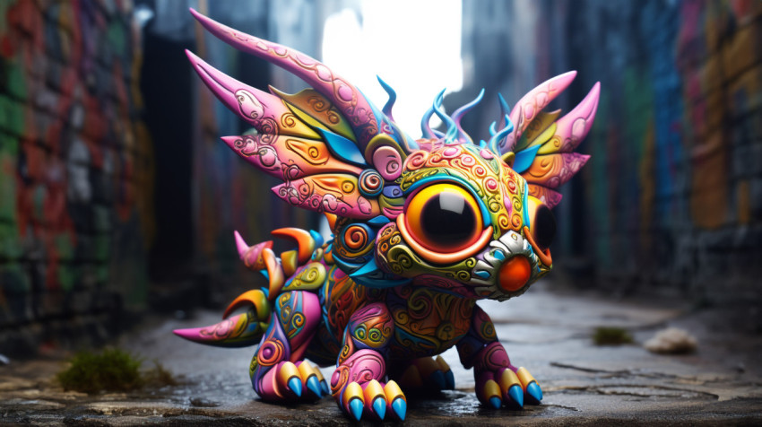 Vibrant mexican dragon mariposa figurine Vibrant mexican dragon mariposa figurine, alebrije style